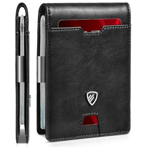 Image of RUNBOX Mens Slim Wallet with Money Clip RFID Blocking Bifold Credit Card Holder for Men with Gift Box