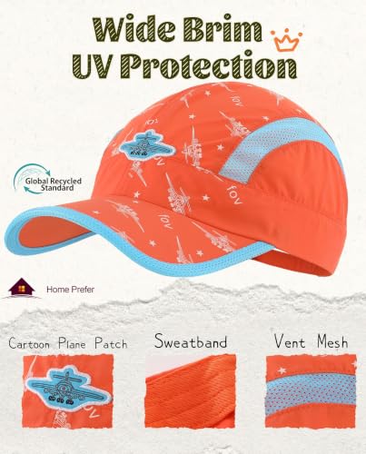 Image of Home Prefer Kids Lightweight Quick Drying Sun Hat Airy Mesh UV Protection Caps Boys Girls UPF50 Baseball Caps Run Beach Water