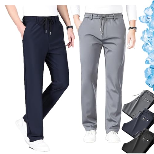 Meshirons - Ice Silk Mesh Panel Casual Pants, Linochic Pants for Men, Unisex Ultra Stretch Quick Drying Pants