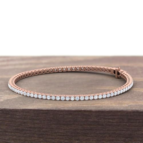 Image of 2 to 7 Carat Natural Diamond Tennis Bracelet for Women in 14K Gold (7 Inch) - IGI Certified (I1-I2 Clarity)