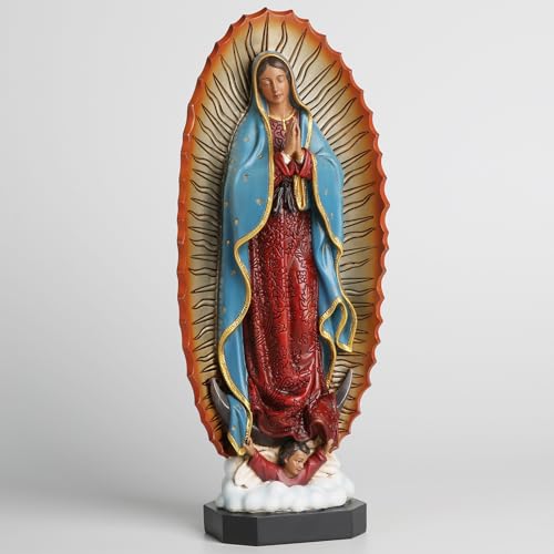 Estatua Virgen de Guadalupe 8.8 pulgadas Resina Pintada a Mano miniatura 3
