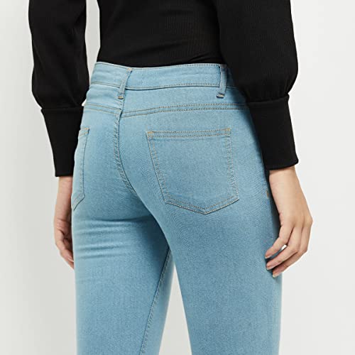 Image of Max Women High Rise Stonewashed Regular Fit Denim Capris