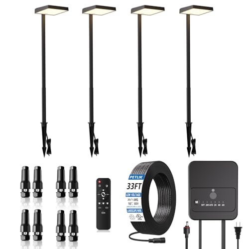 PETLIK Low Voltage Landscape Lighting All-in-One 6W Pathway Lights 4-Pack