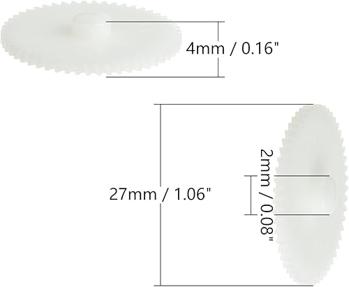 Miniatura 2 de Bettomshin 10 engranajes helicoidales, 1.063x0.079x0.181 in1.06x0.08x0.18(ODxIDxT) 522A 0.5módulo, engranaje de plástico blanco de alta velocidad de