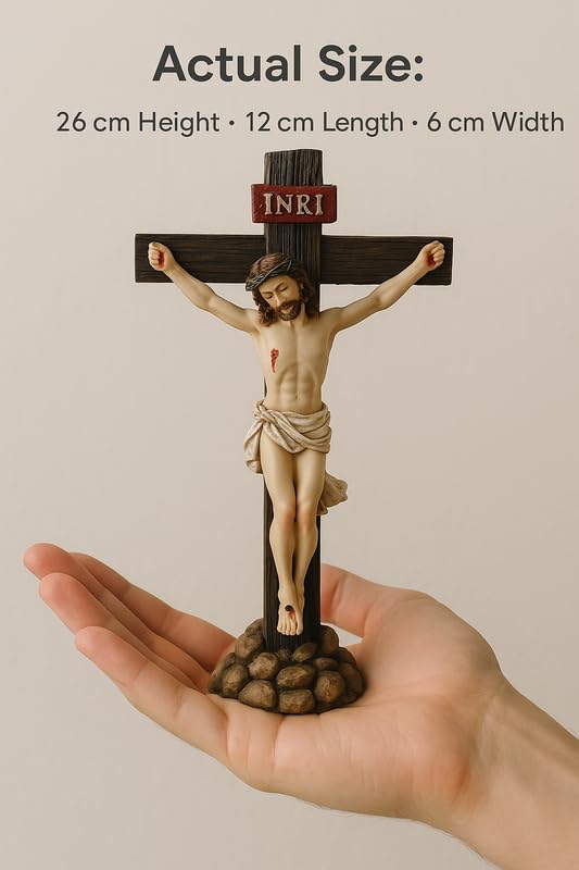 Image of Crucifix Jesus Christ Statue | Christmas Spiritual Idol for Home Church, Office Desk, Car Dashboard God Statue, Devotional Showpiece & Blessing Gift Dcor