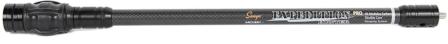 SUNYA Stabilisateur d'arc en Carbone pour la Chasse, Noyau Flexible avec système d'amortissement et Poids, (Carbone Noir, 38,1 cm)