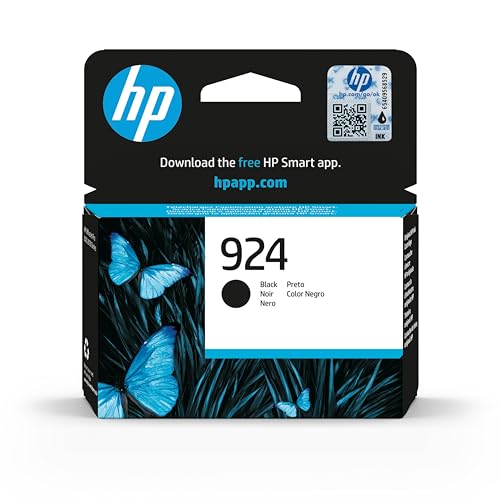 HP 924 4K0U6NE, Negro, Cartucho de Tinta Original, Compatible con impresoras OfficeJet Pro de la Serie 8120 e Impresora OfficeJet Pro de la Serie 8130