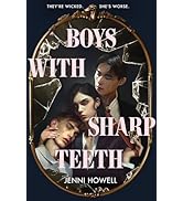 Boys With Sharp Teeth-a girl and two boys in uniform embracing through a broken gilded mirror
