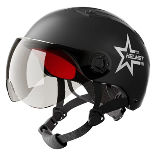 Rainjia Scooter Helm Fahrradhelm Skaterhelm für Herren und Damen E Scooter E-Bike Helm Roller Jethelm mit mit getöntem Visier Mopedhelm Ideal für Motoroller, Moped, Scooter, Mofa