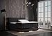 Produktbild Boxspringbett Rouma Wr. elektrisch Schwarz Gewebestoff LED-Fuß 180 x 200 cm
