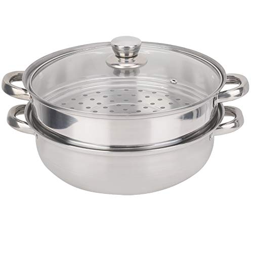 AYCDL Olla de Vapor de Acero Inoxidable, Utensilios de Cocina de Acero Inoxidable, Olla de Vapor de 2 Capas de 27 cm/11 Pulgadas, Olla para baño maría, Olla para cocinar al Vapor
