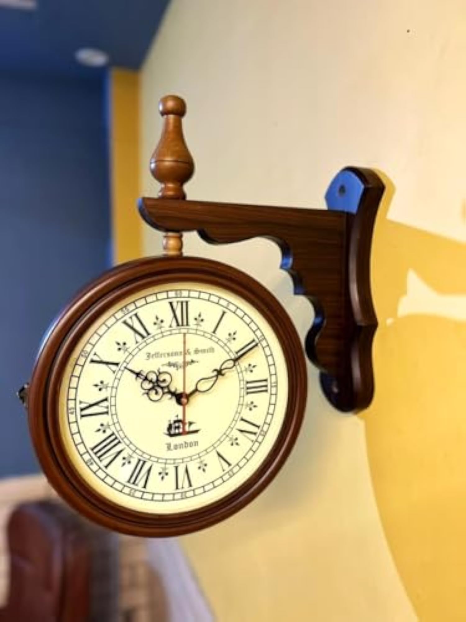 Antique Victorian Double-Sided Wall Clock with Bracket