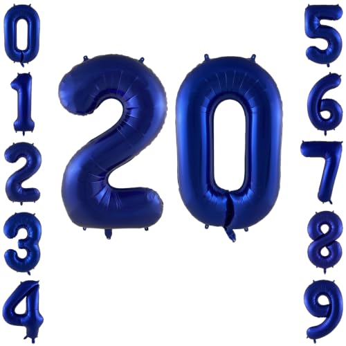 40" Royal Blue Foil Number 20 Balloon for 20th Birthday Anniversary Decor