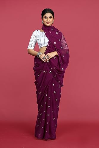 Image of Glory Sarees Women's Georgette Embroidery Saree With Blouse Piece (GLF721 Parent)