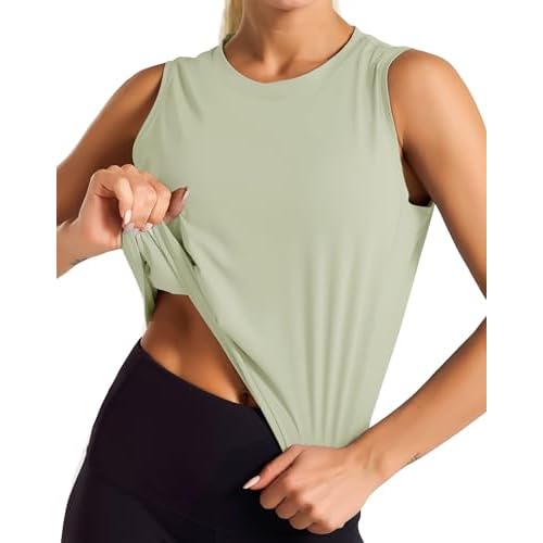 Dragon Fit Womens Ice Silk Workout Tank Tops Sleeveless Cropped Yoga Shirt for Running Gym Summer