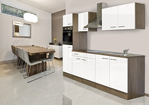 Respekta Oliver Küchenzeile, Holzwerkstoff, Weiß, 270 cm