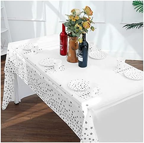 2 Pieces 54" x 106" Plastic Table Cloth Wipeable Star Tablecloth Waterproof Table Cover Easter EID Tablecloth for Outdoor Picnic Birthday Weddings Graduation Party Supply (Grey)