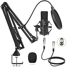 TONOR XLR Condenser Microphone, Professional Cardioid Studio Mic Kit with T20 Boom Arm, Shock Mount, Pop Filter for Recording, Podcasting, Voice Over, Streaming, Home Studio, YouTube TC20