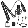 XLR Condenser Microphone, TONOR Professional Cardioid Studio Mic Kit with T20 Boom Arm, Shock Mount, Pop Filter for Recording, Podcasting, Voice Over, Streaming, Home Studio, YouTube (TC20)
