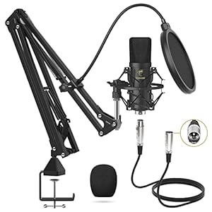 XLR Condenser Microphone, TONOR Professional Cardioid Studio Mic Kit with T20 Boom Arm, Shock Mount, Pop Filter for Recording, Podcasting, Voice Over, Streaming, Home Studio, YouTube (TC20)