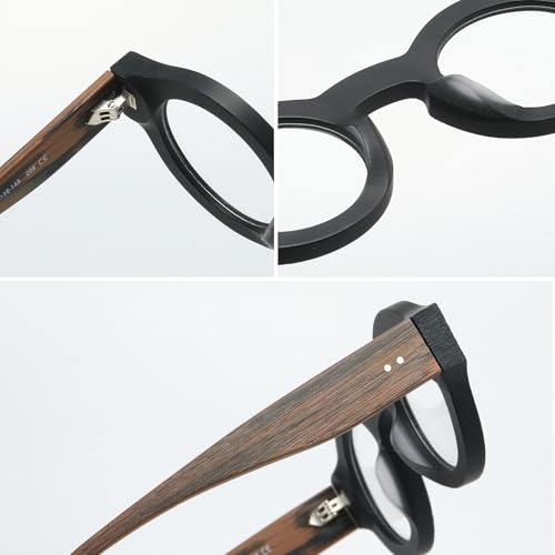 Image of JOLLYNOVA Yuki Vintage Small Acetate Glasses Frame Prescription for Women Men Round Thick Eyeglasses Frames 41-28-145mm