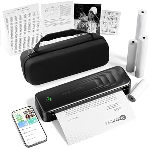 Portable Printers Wireless for Travel with Case & 4 Rolls Thermal Paper