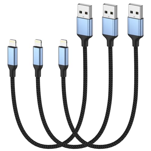 1.5 ft iPhone Charging Cable, 3 Pack [MFi Certified] USB to Lightning Cable for Car Fast Charging Braided Short iPhone Cord Compatible with Apple iPhone 14/13/12/11Pro/X/XR/8/7/6s/Plus/SE/iPad by Sailift - Used condition - US$8.81