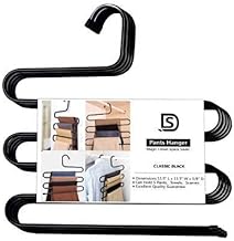 شماعات سروال متعددة الطبقات على شكل حرف S من الجينز لتنظيم تخزين رف الفولاذ المقاوم للصدأ (4 قطع)، ستانلس ستيل