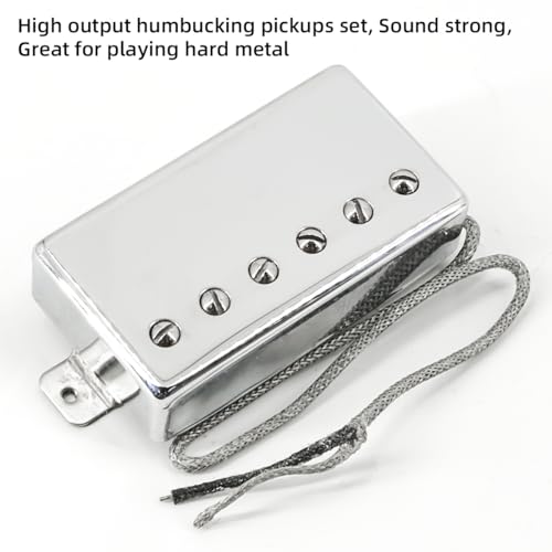 Domofa Alnico 5 Humbucker Pickup Neck Bridge Pickups Set for Les Paul Style Electric Guitar Chrome