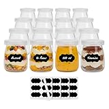 Amajoy 16 x 200 ml Gläser Joghurtgläser mit Deckeln - Joghurtbecher - Ersatzgläser für Joghurtmaschinen - PE-Verschlusskappen Glasbehälter