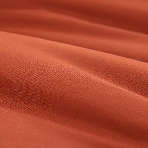 Janzaa Queen Size Comforter 3Pcs Ruffled Comforter Sets For Queen Bed （1 Terracotta Comforter And 2 Pillowcases） Vintage Farmhouse Shabby Chic Bedding Comforter Sets Soft Fluffy Comforter #TOP2