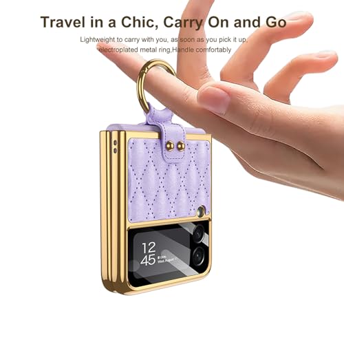 Coque Samsung Galaxy Z Flip 7 étui rigide cuir antichoc violet - 4