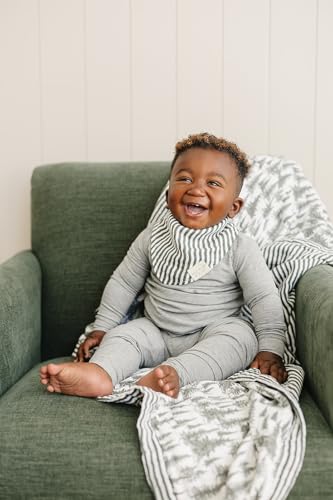 Image of Mebie Baby Muslin Quilt, Forest Green Stripes, 100% Cotton Baby Blanket for Girls & Boys, Newborns to Toddler, Soft Swaddle Blanket, 47 inchx47 inch