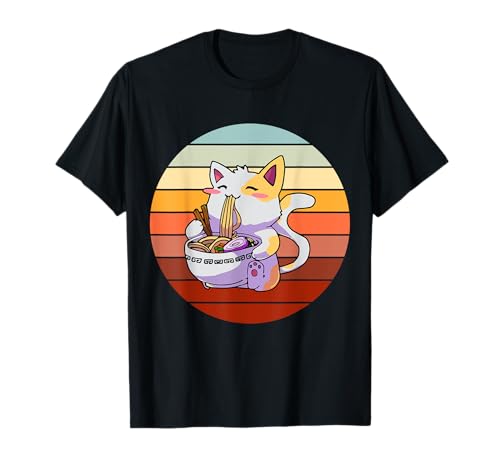 Ramen Noodle Cat Kitty Kitten Feline Hombres Mujeres Chico Niña Adolescente Camiseta