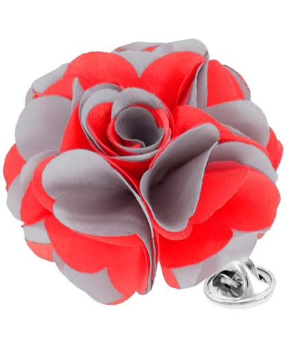 Vittorio Vico Two-Tone Flower Lapel Pin - Brooch, Boutonniere for Men (Red/Grey) by Vittorio Vico - Used condition - Image 2