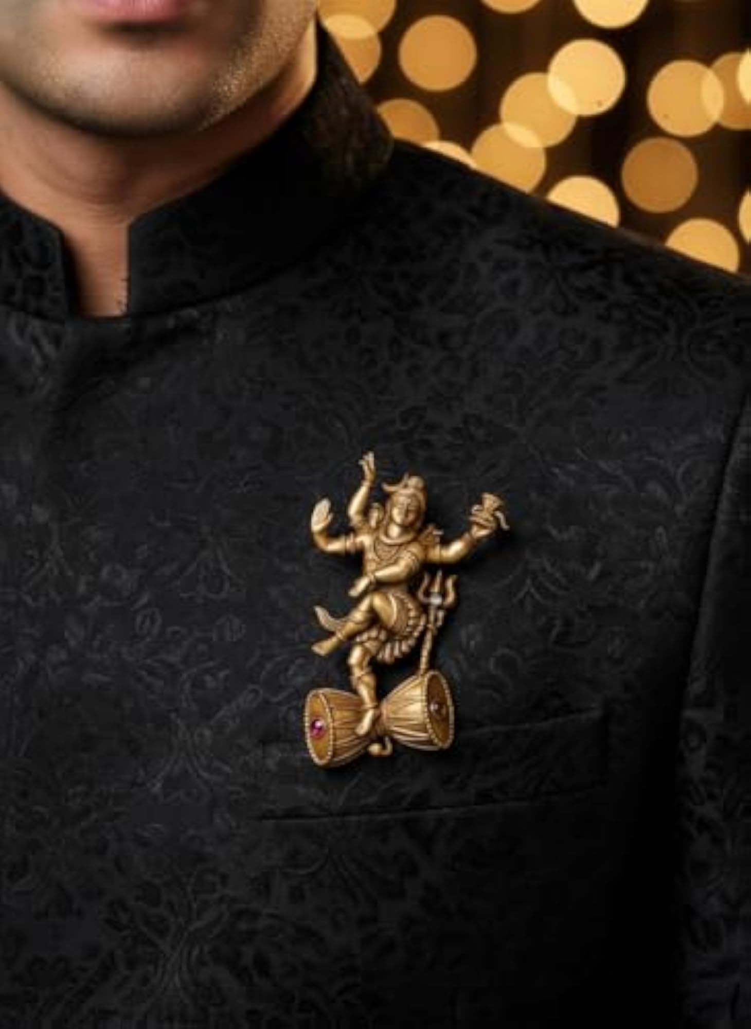 Nataraja Cosmic Dance Brooch, Antique Gold Design