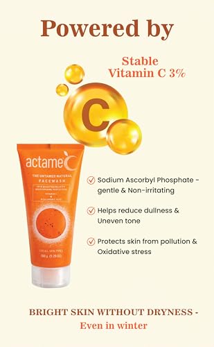 Image of C Face Wash 150g | Vitamin C Facewash with 3% Sodium Ascorbyl Phosphate & Hyaluronic Acid | Brightening, Hydrating & Gentle Sulphate Free Cleanser for Normal, Dry, Combination & Sensitive Skin