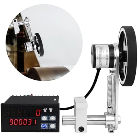 JIAWANSHUN Digital Length Meter Counter Mechanical Length Counter Single Measure Wheel Unit in Feet Meter with Control Function 0-999999 Cover