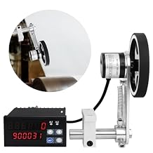JIAWANSHUN Digital Length Meter Counter with Measure Wheel, Feet/Inch/Meter Selectable Units, 6-Digit Display 0-999999, AC 100-240V Input DC 12V Output