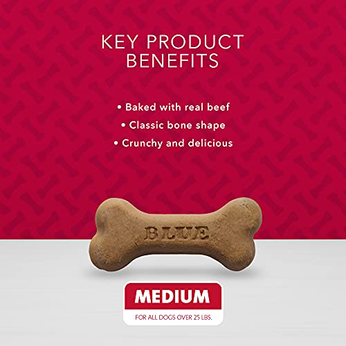 Blue Buffalo Bones Beef Medium Dog Biscuits, 16 oz, 4 ct | Real Beef First, Classic Bone-Shaped Biscuit, No BHA, Meat & Bone Meal, or Artificial Preservatives - image 3