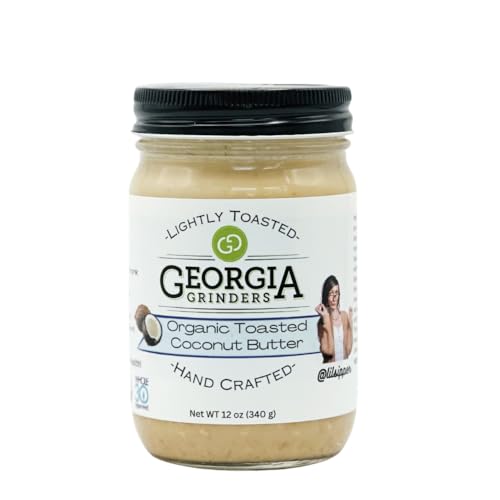Image of Georgia Grinders Organic - Toasted Coconut Butter 12oz - Creamy Gourmet Spread from Pure Coconut, USDA Organic, No Sugar Added, Gluten-Free, Non-GMO, Keto & Paleo Friendly, Vegan, Dairy-Free