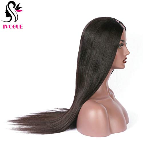 Long Silky Straight U Part Wigs Malaysian Virgin Human Hair Middle 1"x4" Upart None Lace Wigs for Black Women (24inch)