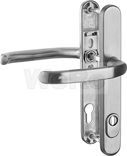 Haustür Schmalrahmen - Garnitur in Edelstahl mit Zylinderabdeckung Drücker/ Drücker