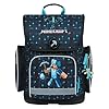 Baagl Schulranzen Jungen Mädchen für 1. Klasse, Ergo Schultasche Grundschule, Leichter Kinder Ranzen Tornister Schulrucksack mit Brustgurt (Minecraft Blue Axe) #1