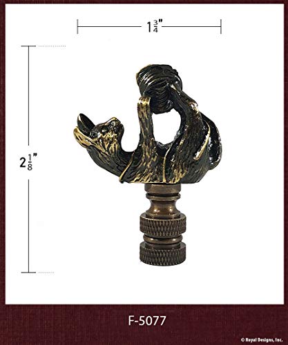 Image of Royal Designs, Inc. Playful Cat Finial for Lamp Shade, F-5077AB-1, Antique Brass