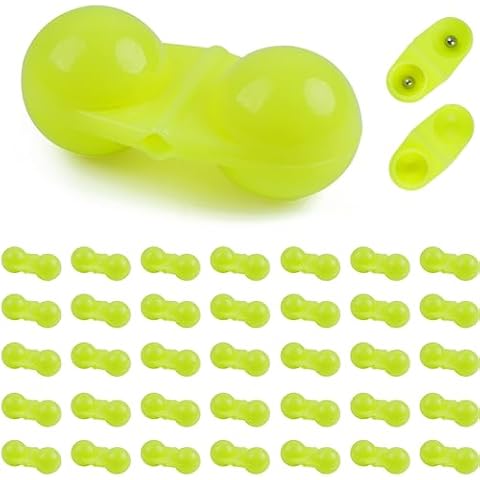 FUSIGO Fishing Double Rattle Beads, 35pcs Catfish Rig Rattles Fishing Attractor Plastic Beads Fishing Bells Accessory Tool Catfish Rattles for Catfish Striper Bass Pompano Cover