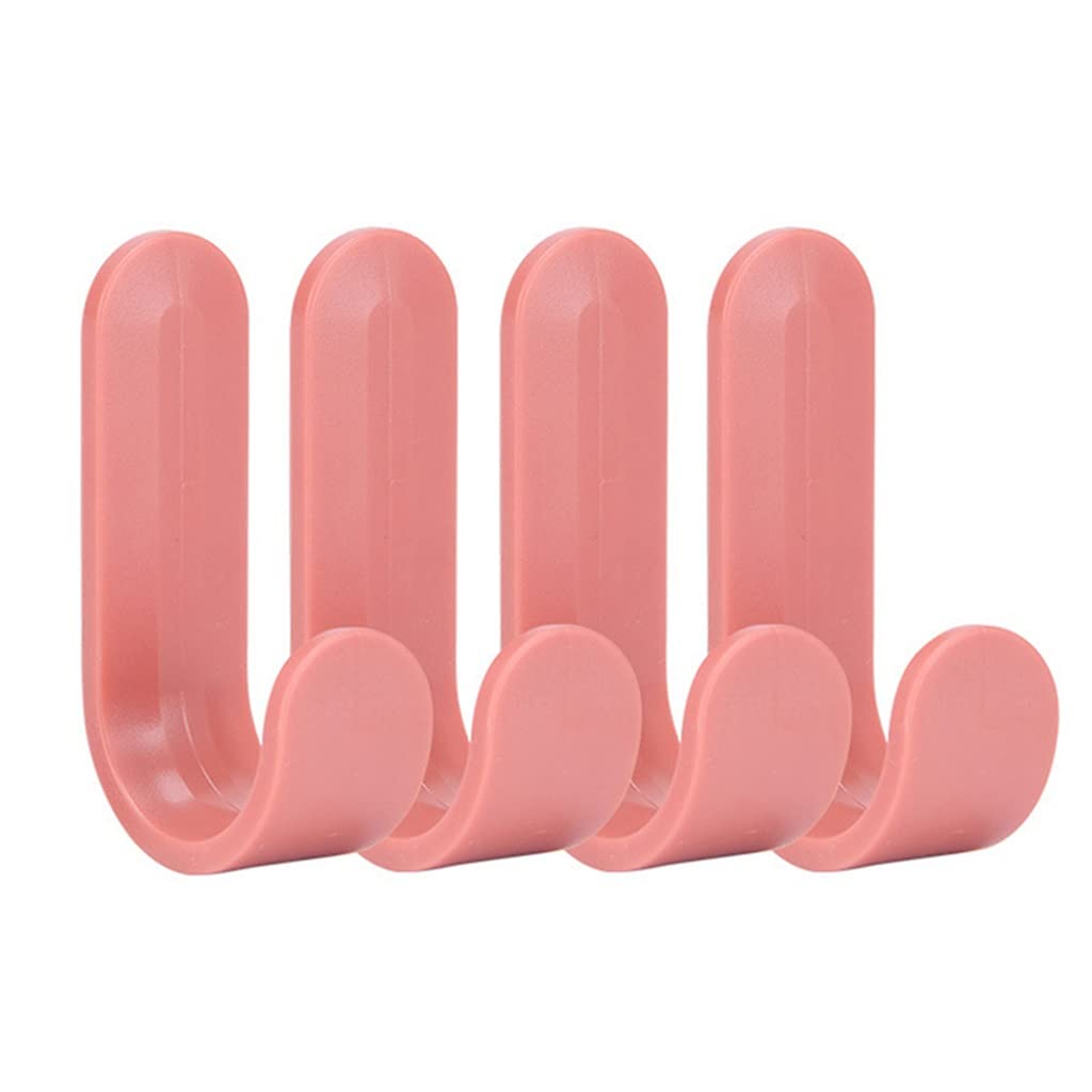 MOBYGKFY 4Pcs/Set Self Adhesive Towel Hook Wall-Mounted Hat Clothing Hooks Home Keys Bags Overcoat Organizer Hanger Bathroom Wall Hooks(Rosso)