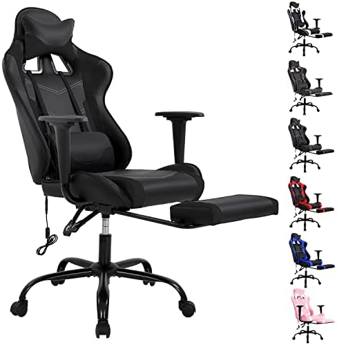 Amazon.com: Ntiibcuy Ergonomic Gaming Chair with Footrest in PU Leather ...