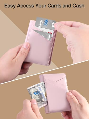 Miroddi Women's Wallet, Bifold Minimalist Wallets for Women, Leather Front Pocket Wallet, Credit Card Holder for Women, RFID Blocking Wallet, 9 Card Slots and 4 Storage Pockets, Pink3