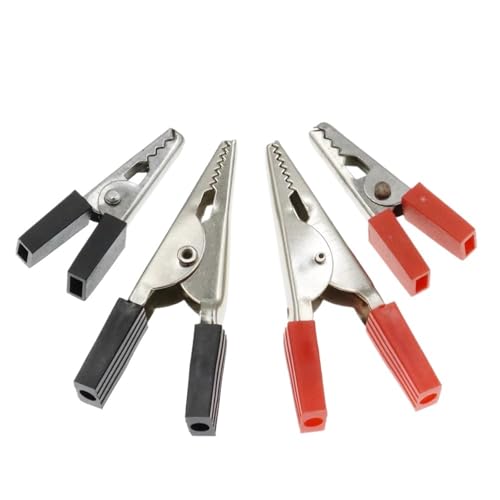 Pinces crocodiles isolées rouge 50mm avec gaine de protection plastique